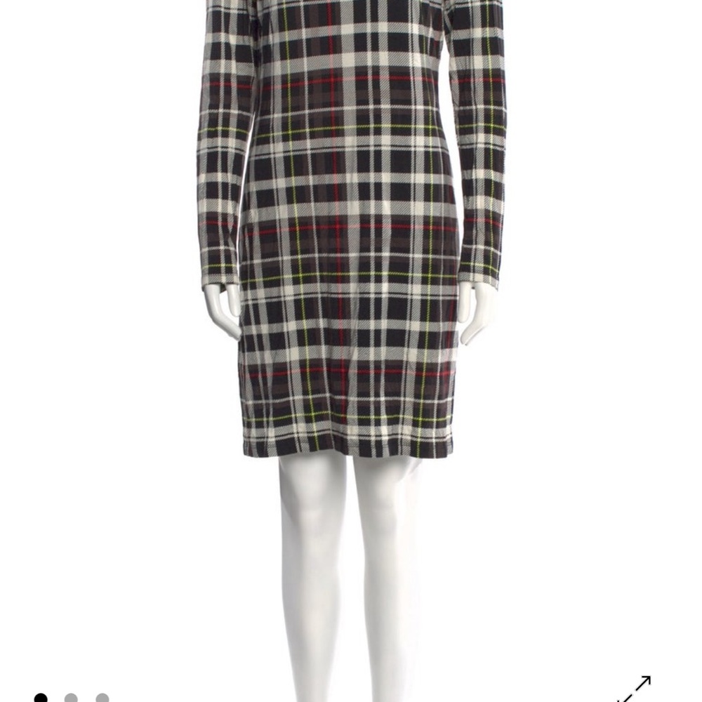 Alice + Olivia Plaid Midi Dress - Black, White, Red, Green